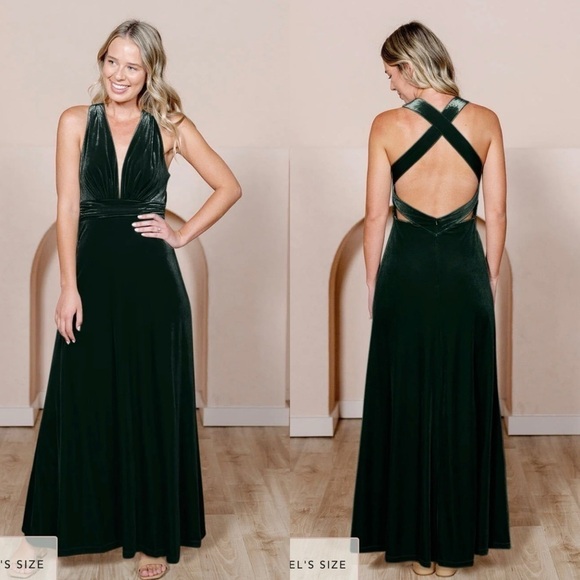 Revelry Dylan Velvet Dress Emerald - Picture 1 of 12